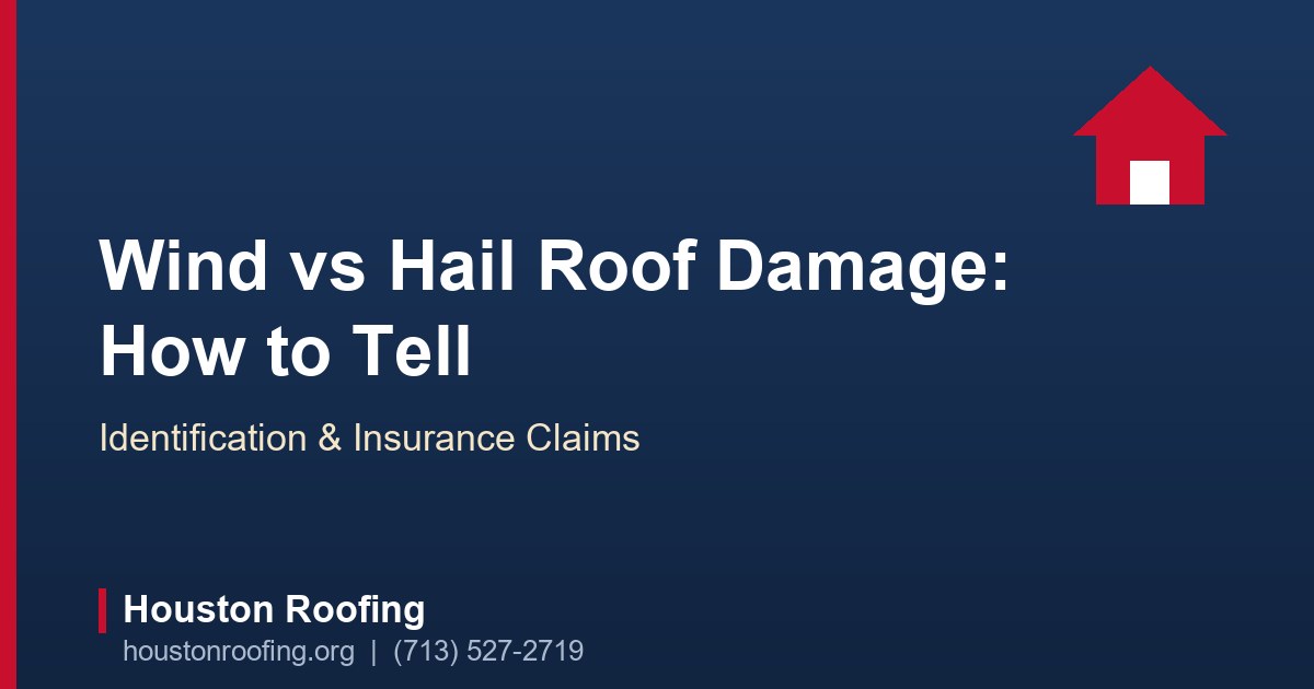 Asphalt shingle roof showing lifted shingle tabs and hail impact marks after a Houston storm